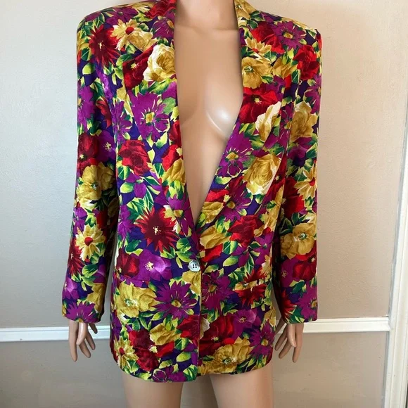 Talbots Floral Silk Blazer - Picture 2 of 7